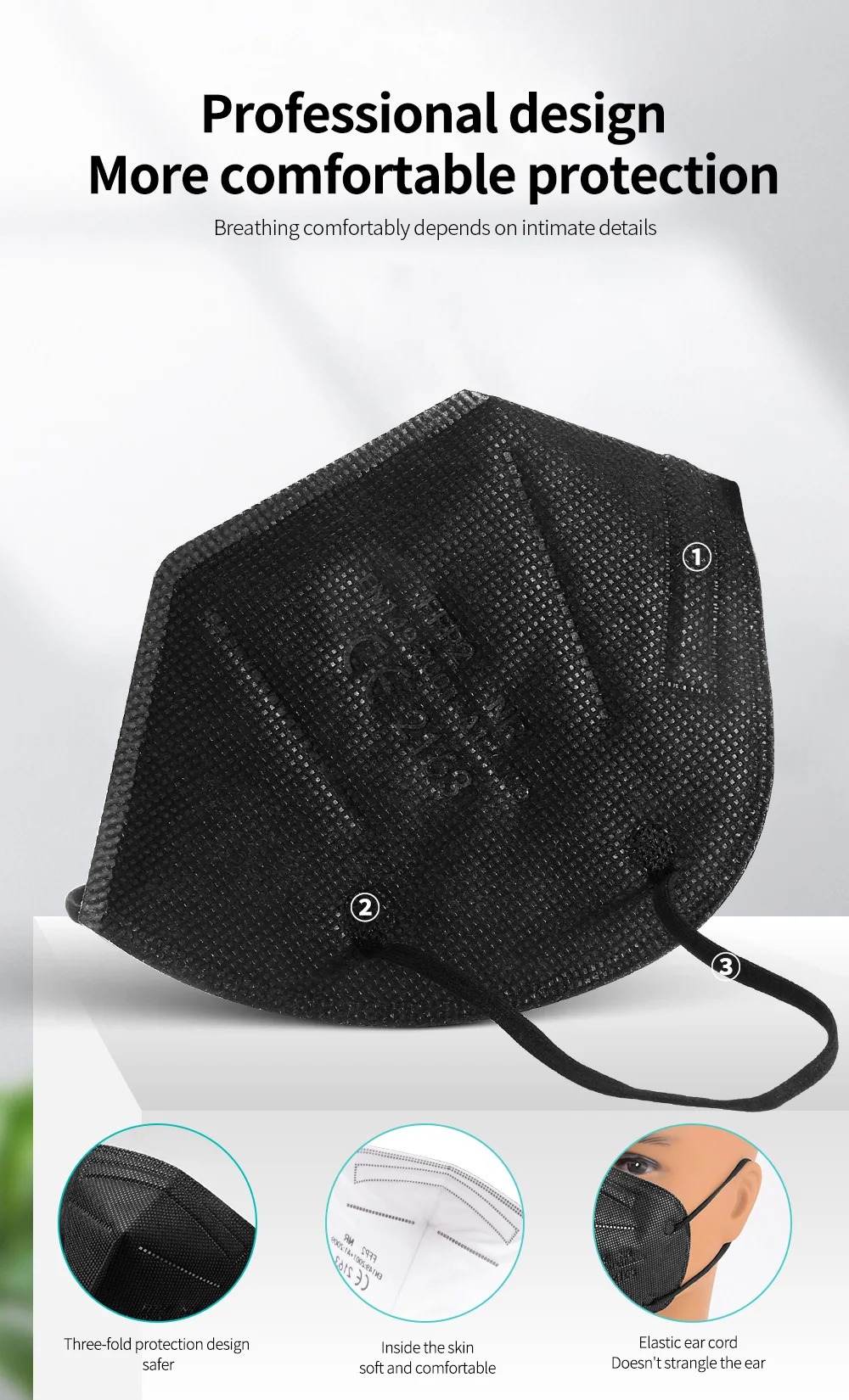 5Layer FFP2 Masks CE Approve K - Black Face Mask Pack incelemesi ve fiyatı