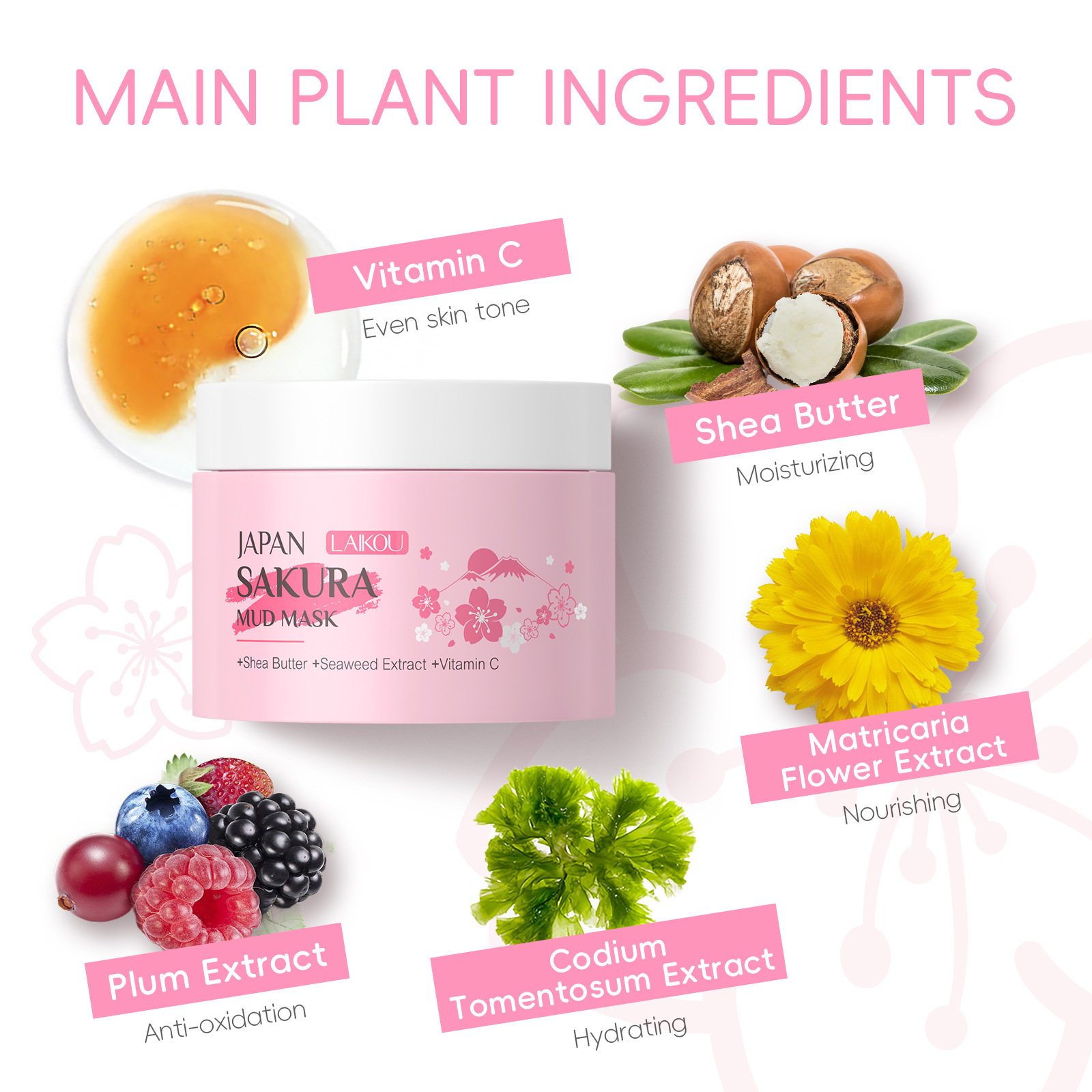 LAIKOU Sakura Clay Mask 25g 90 - Dust Mask Construction incelemesi ve fiyatı