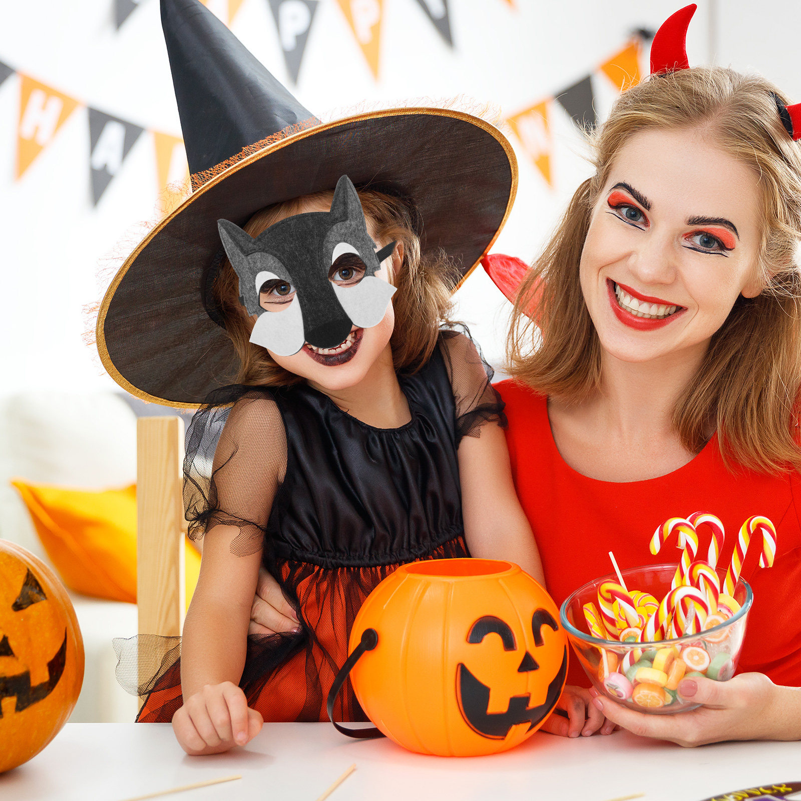 3Pcs Wolf Head Mask Kids Carto - Kids Face Mask incelemesi ve fiyatı