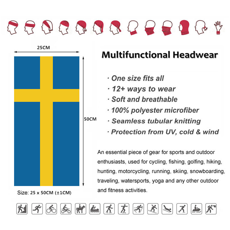 Sweden Flag Printed Bandana He - Neck Gaiter Face Cover incelemesi ve fiyatı