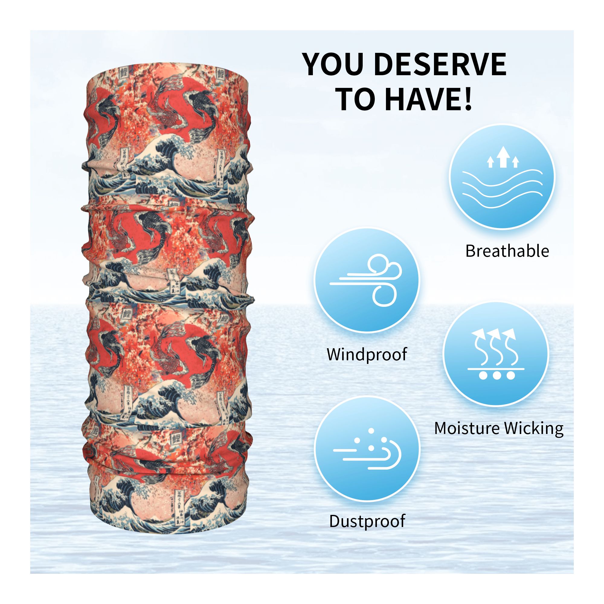 Koi Fish and Great Wave off Ka - Sports Mask Breathable incelemesi ve fiyatı