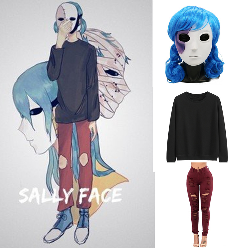 Hot  Anime Game Sally Face Cos - Black Face Mask Pack incelemesi ve fiyatı