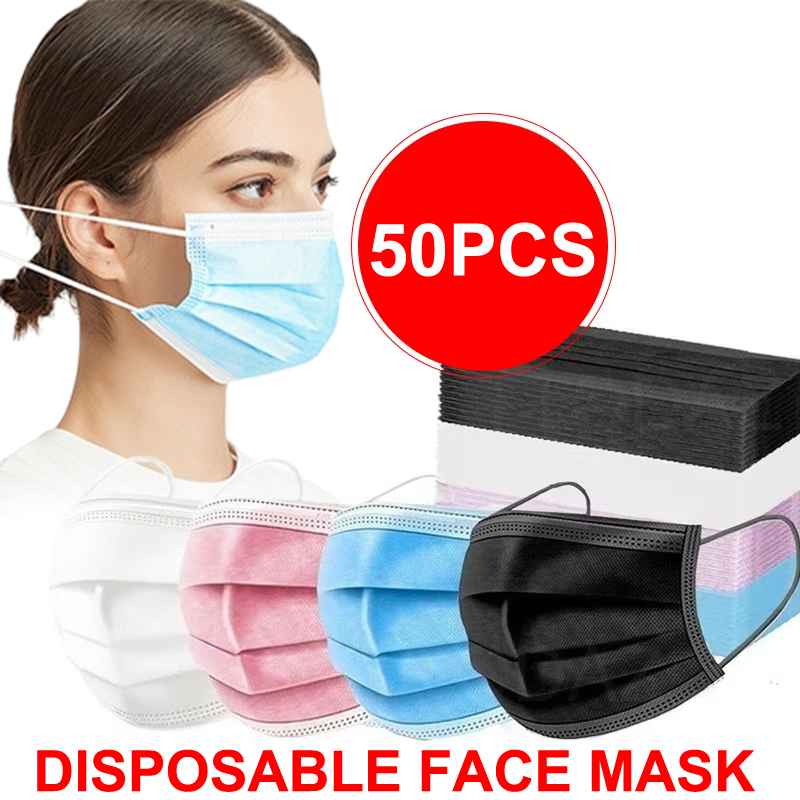 50Pcs 3-layer Mask Face Masks  - Disposable Mask Blue incelemesi ve fiyatı