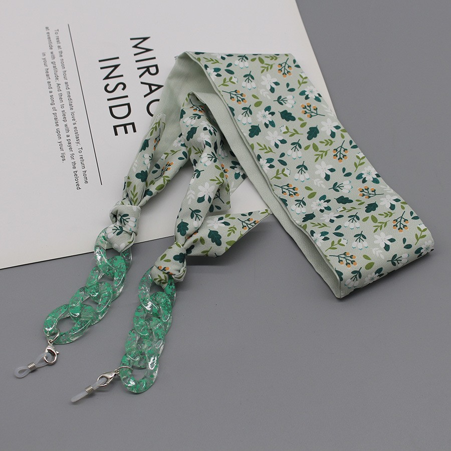 Bohemia Print Silk Scarf Glass - Mask Chain Holder incelemesi ve fiyatı