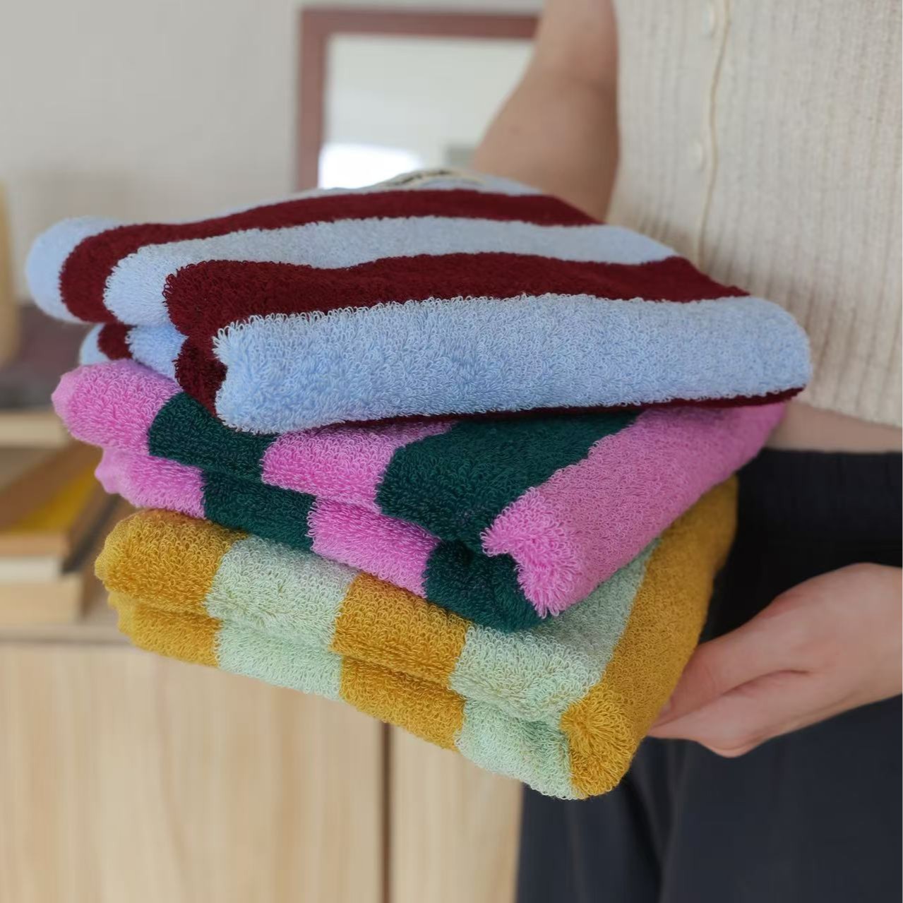 Retro Striped Pure Cotton Towe - Cloth Face Mask Washable incelemesi ve fiyatı