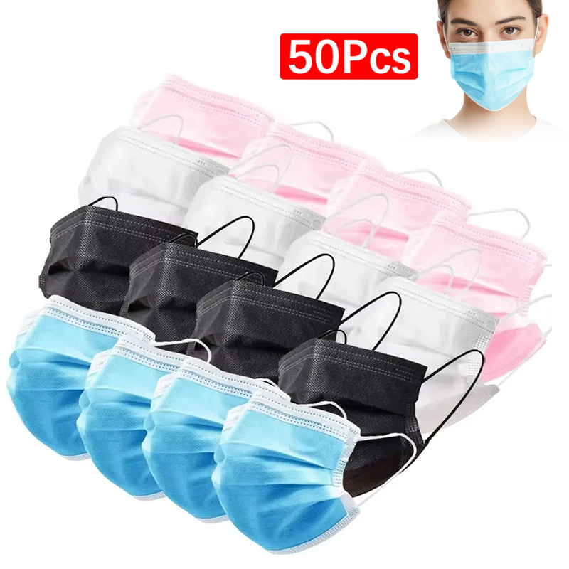 50Pcs 3-layer Mask Face Masks  - Disposable Mask Blue incelemesi ve fiyatı
